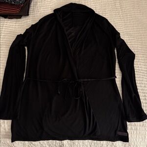 Calvin Klein Sleepwear Drape Tie Front Short Robe Black Size Medium